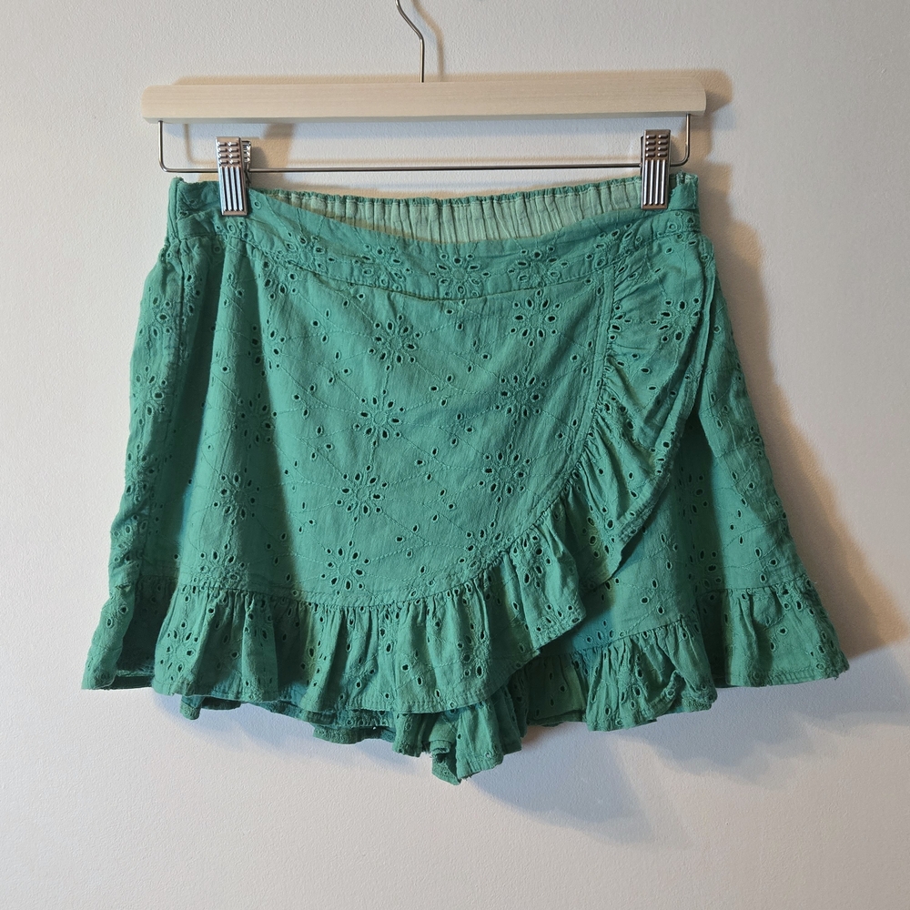 Boohoo Green Skort Embroidered Eyelet